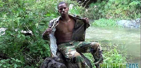  Cock-strong twink soldier by the river